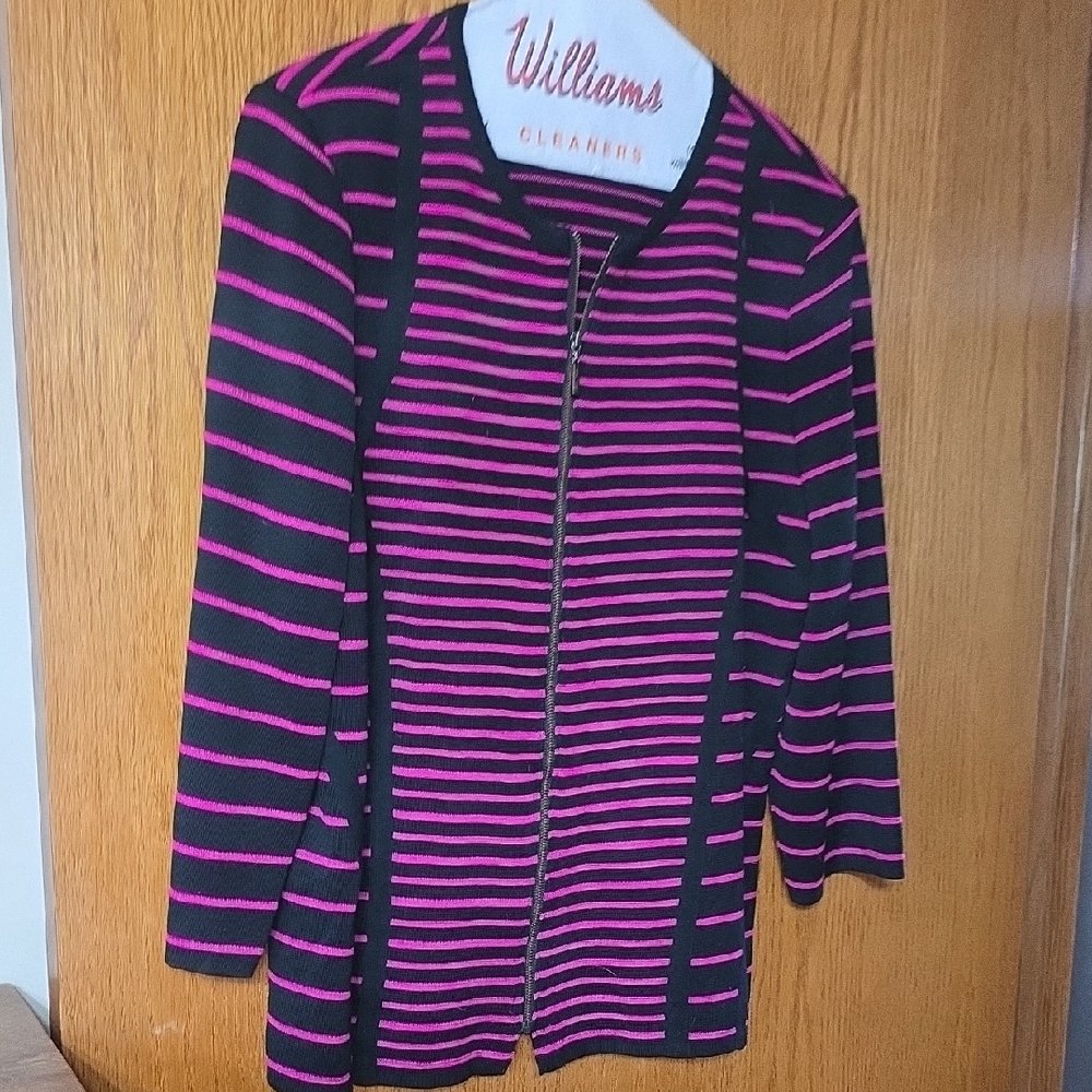 Ming Wang Black and Pink Striped Blazer